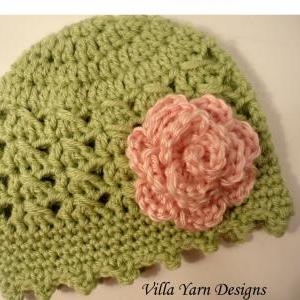 Crochet Baby Hat Pattern With Flower, Baby Girl,..