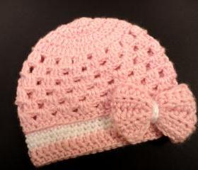 Bow hat crochet baby