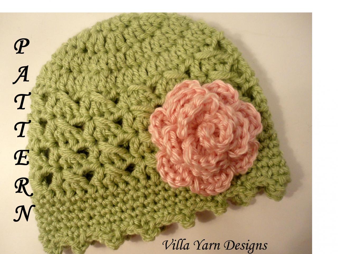 Crochet Baby Hat Pattern With Flower, Baby Girl, Newborn To 12 Months, Infant Hat #68