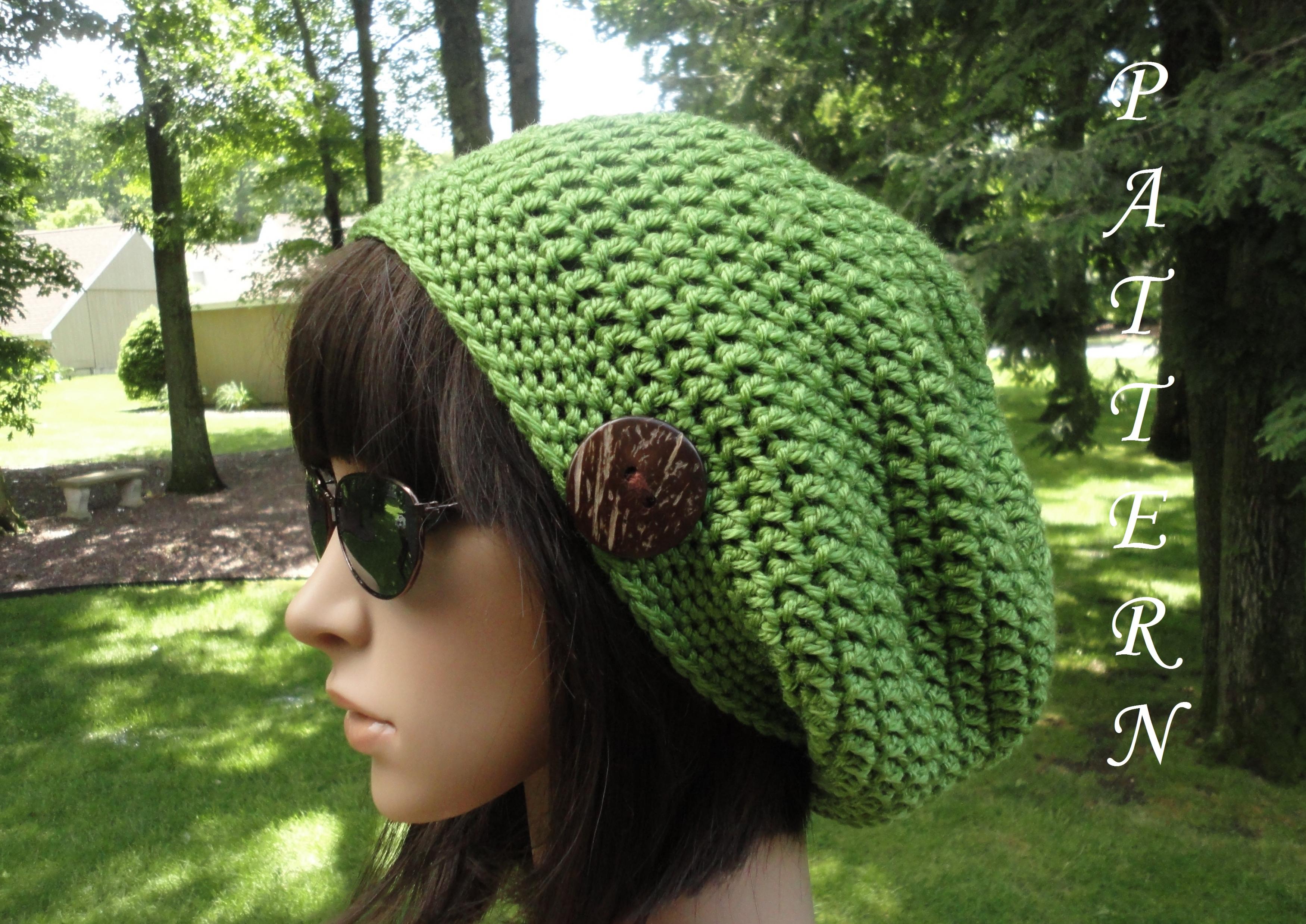 Crochet Hat Pattern Woman's Slouchy Hat Unisex Slouchy Beanie